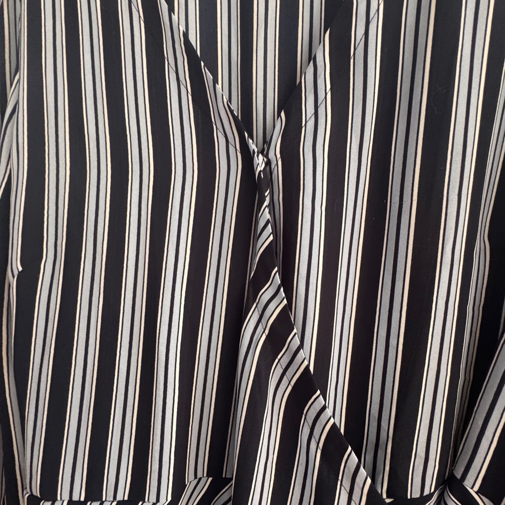 LOFT Navy, Pale Blue and White Striped smart Wrap Blouse - Picture 5 of 9
